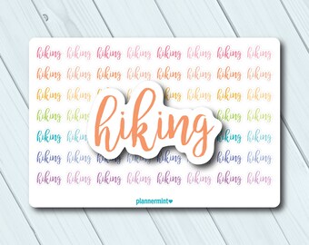Hiking Word Outline Planner Stickers - Matte or Glossy