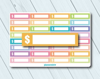 Dollar Sign Planner Stickers - Functional - Fillable Tracker - Erin Condren Life Planner - Happy Planner - Bills - Savings - Matte or Glossy