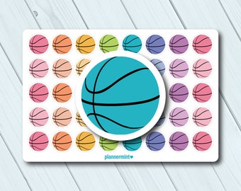 Basketball Planner Stickers - Icon - Erin Condren Life Planner - Happy Planner - Sports - Colorful Basket Ball - Game - Practice