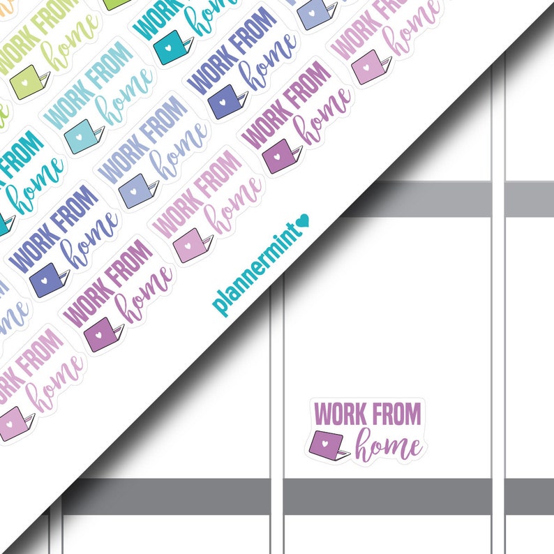 Work From Home Planner Stickers Work Stickers Laptop Icon Etsy