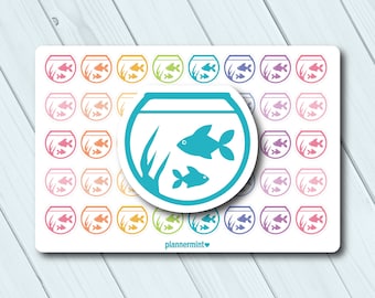 Fish Tank Planner Stickers: Functional Icon Stickers