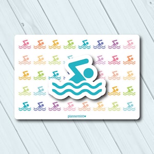Swimming Planner Stickers - Functional Icon - Erin Condren Life Planner - Happy Planner - Beach Day - Pool Day - Matte or Glossy
