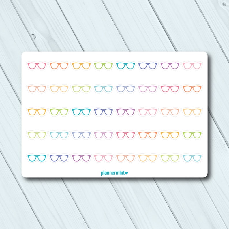 Glasses Stickers Planner Stickers Icon Stickers Erin - Etsy