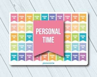 Personal Time Flag Planner Stickers - Erin Condren, Happy Planner (Matte or Glossy)