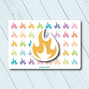 Flame Stickers Planner Stickers Icon Stickers Erin Condren Gas Bill Heat Bill Fire Camping Bills Matte or Glossy Stickers image 1