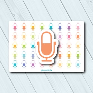 Podcast Planner Stickers - Icône fonctionnelle - Erin Condren - Happy Planner - Microphone - Enregistrement - Scrapbooking