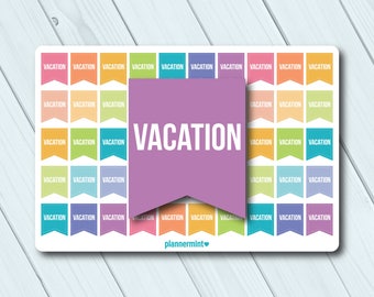 Vacation Planner Stickers - Flag Sticker - Erin Condren Life Planner - Holiday - Time Off - Vacation Day - Work Stickers - Matte or Glossy