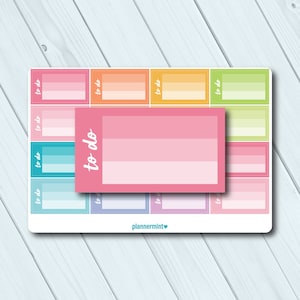 Ombre To Do Planner Stickers: Half Box Fillable Tracker