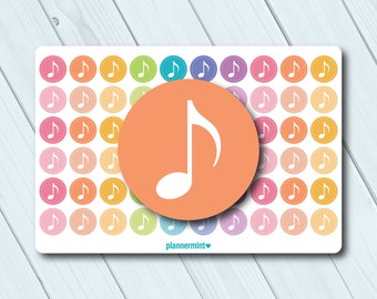 Music Note Planner Stickers: Dot Icon, Lessons (Matte or Glossy)
