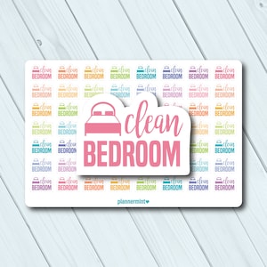 Clean Bedroom Planner Stickers - Cleaning Stickers - Word Stickers - Erin Condren Life Planner - Happy Planner - Mambi - Matte or Glossy