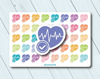 Cardio Heart Rate Planner Stickers: Exercise Tracking (Matte or Glossy)