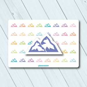 Hiking Planner Stickers: Mountain Icons (Matte or Glossy)