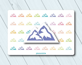 Hiking Planner Stickers: Mountain Icons (Matte or Glossy)