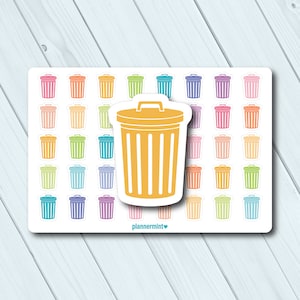 Trash Can Planner Stickers: Recycling Bin Icons (Matte or Glossy)