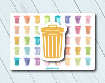 Trash Can Planner Stickers: Recycling Bin Icons (Matte or Glossy)