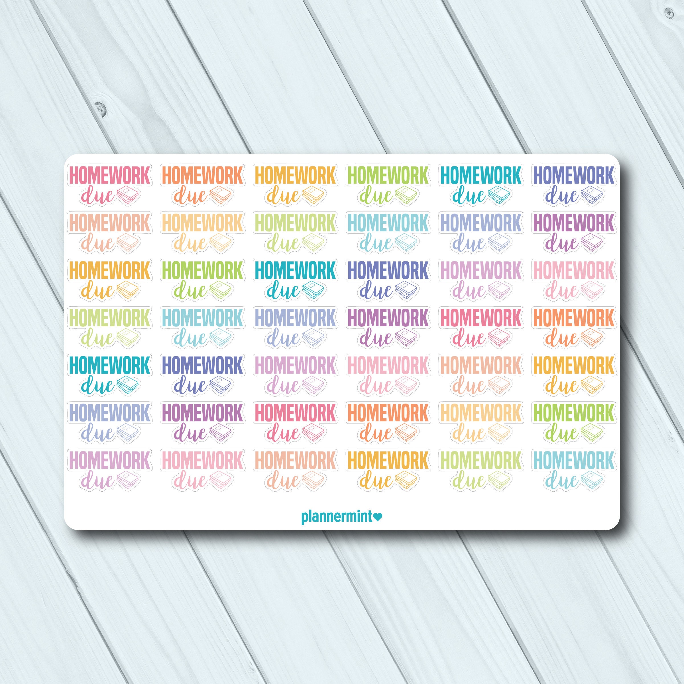 Homework Planner Stickers: Script Word Art, School Organizer (matte or ...