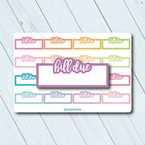 Bill wegen Planner Sticker - ausfüllbaren Tracker - Erin Condren Life Planner - glücklich Planner - TN - Geld Finanzen - - Matte oder glänzende Sticker