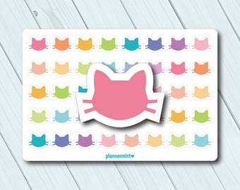 Cat Planner Stickers: Functional Icon Sheet (40 Matte or Glossy Stickers)