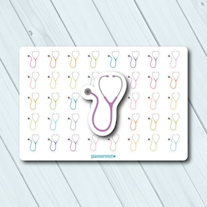 Stethoscope Planner Stickers: Medical Icon Stickers (40 pc)