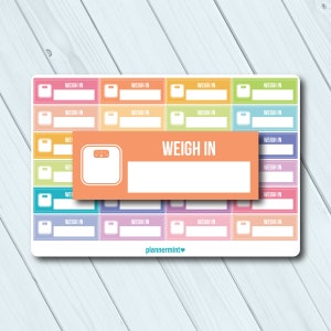Weigh In Planner Stickers: Weight Loss Tracker, Fillable (Matte or Glossy)