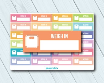 Weigh In Planner Stickers: Weight Loss Tracker, Fillable (Matte or Glossy)