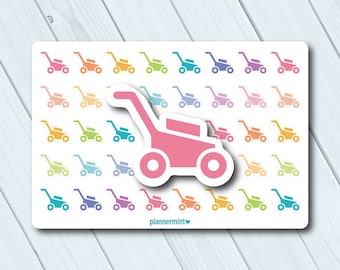 Mowing Planner Stickers - Icon - Lawnmower - Erin Condren Life Planner - Happy Planner - Chores - Mower - Matte or Glossy