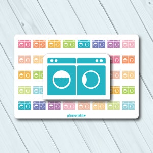 Washer & Dryer Planner Stickers - Icon - Erin Condren Life Planner - Happy Planner - Cleaning - Laundry Machine - Matte or Glossy