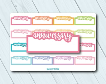 Anniversary Planner Stickers - Fillable Tracker - Erin Condren Life Planner - Happy Planner - Marriage - Celebration - Matte or Glossy