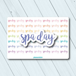 Spa Day Stickers - Planner Stickers - Word Outline - Erin Condren Life Planner - Happy Planner - Facial - Massage - Matte or Glossy