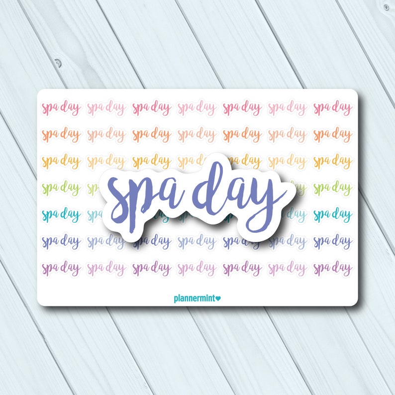 Spa Day Stickers Planner Stickers Word Outline Erin Condren Life Planner Happy Planner Facial Massage Matte or Glossy image 1