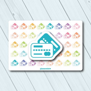 Kreditkarte Planner Sticker - Symbol - Erin Condren Life Planner - glücklich Planner - Geld - Finanzen - Visa - Mastercard - Matt oder glänzend