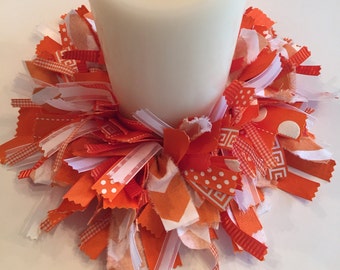 Orange & White Wreath, Ribbon Wreath, Table Centerpiece, Handmade Wreath, Colorful Wreath, Indoor Wreath, Texas Wreath, Decorative Wreath