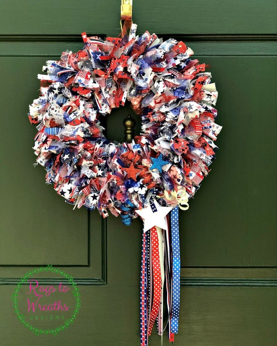 Flag Wreath Patriotic Wreath July 4th Wreath Door Wreath Etsy
