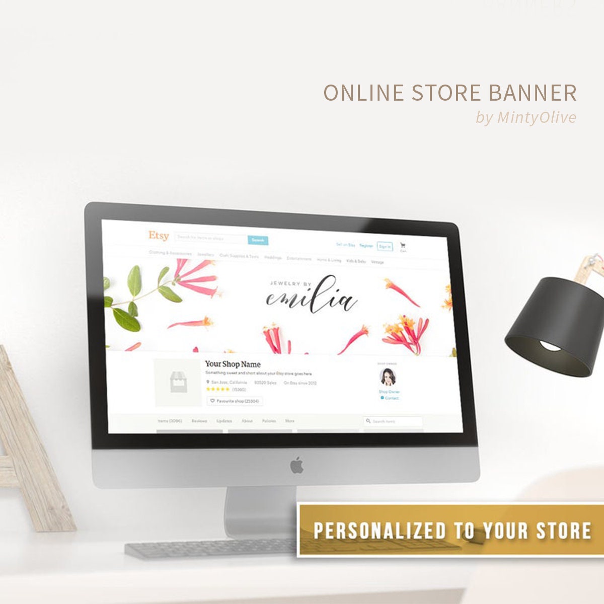 Flowers Etsy Fb Banner Template Personalized Colorful Cute Etsy