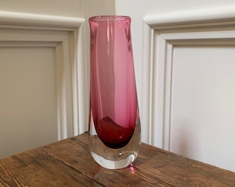 Jarrón de cristal rosa Sommerso