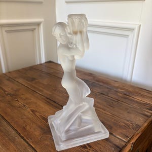 Art Deco Frosted Glass Candlestick
