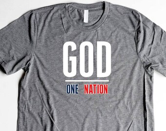 4th of July Shirts Unisex One Nation Under God USA Shirts Red White and Blue Christian Men T Shirts Merica Shirts For Women Jesus Shirt