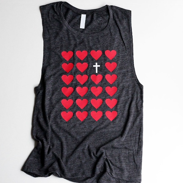 Christian Workout Muscle Tanks for Women Christian T Shirts Workout Muscle Tank Barre Heart Cross Christian Shirts Workout Tanks for Women
