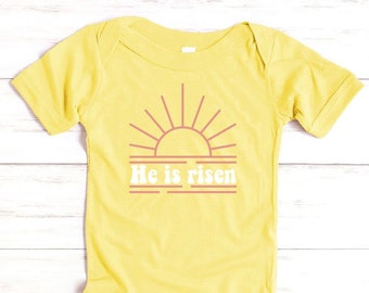 Er ist auferstanden One Piece Baby Christian Ostern Shirt für Säugling Christian Shirt Baby Sonnenschein Bodysuit Er ist auferstanden Outfit für Jungen & Mädchen