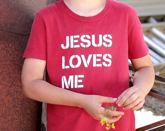 Jesus Loves Me Shirt Youth Short Sleeve Christian Shirts for Kids Christian Shirts for Boys Jesus Shirts for Kids Christian T Shirts Kids