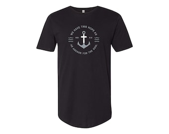 Tall Mens Christian Shirts Dad Birthday Gifts for Men Bible Verse Hebrews 6:19 Jesus Shirt Long Length Hope As An Anchor Nautical Tee