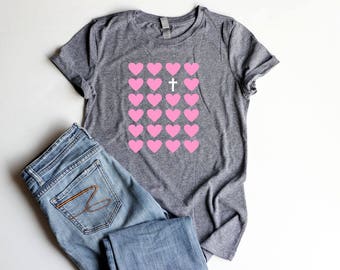 Christian Valentine Shirt Junior Fitted Christian T Shirts Jesus Shirt Women Jesus Heart Shirt Christian Valentine Day Shirts Women