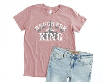 Girls Daughter of the King Shirt Christian Shirts Kids Bible Verse T Shirt Jesus Tshirts Tween Tee Faith T-shirt Christian Gifts for Girls