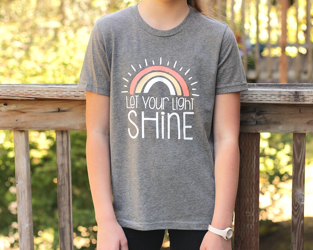 Let Your Light Shine Rainbow Shirt for Girls Youth Christian Shirts ...
