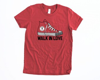 Walk In Love Youth Shirt Boys Christian Shirts for Kids Cross Tee Christian Valentines Day Shirt for Boys Bible Verse Tshirt Ephesians 5:2