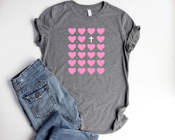 Christian Valentine Shirt Women Relaxed Christian T Shirts Jesus Shirt Women Jesus Heart Shirt Christian Valentine Gift Heart Shirts Women