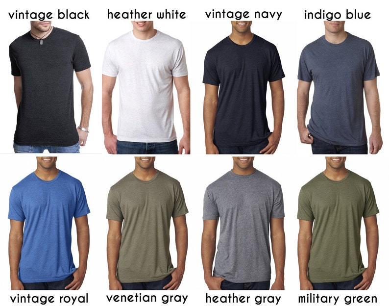 Pu&ograve; includere: Otto t-shirt di diversi colori, tra cui nero vintage, bianco melange, blu navy vintage, blu indaco, blu reale vintage, grigio veneziano, grigio melange e verde militare.
