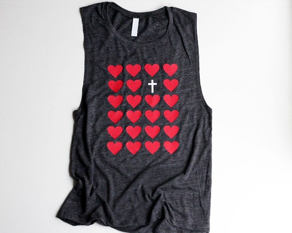 Christian Workout Muscle Tanks for Women Christian T Shirts Workout Muscle Tank Barre Heart Cross Christian Shirts Workout Tanks for Women