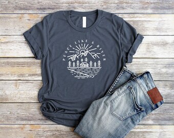 Christian T Shirts Women Peace Like a River Tshirt Unisex Hymn T-shirt Christian Song Lyric Shirts Teen Girl It Is Well With My Soul Tee