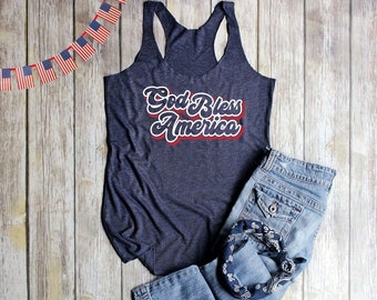 God Bless America Tank Top voor vrouwen 4 juli Tank Rood Wit en Blauw Christian Patriotic Racerback Tank Top